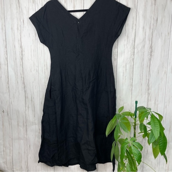 Studio 412 100% linen LBD little black dress with pockets Small - Picture 6 of 6
